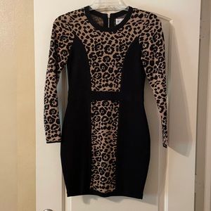 Milly black and leopard print knit dress. Size S